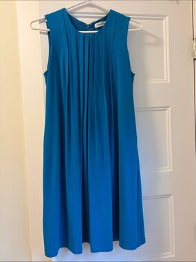 Calvin Klein Teal Sleeveless Pleated Midi Dress